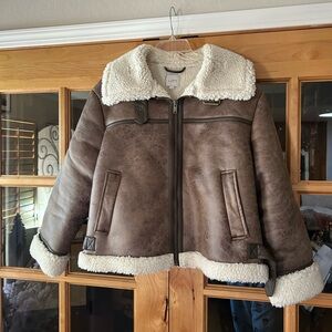 LOFT Brown Jacket with Cream Shearling